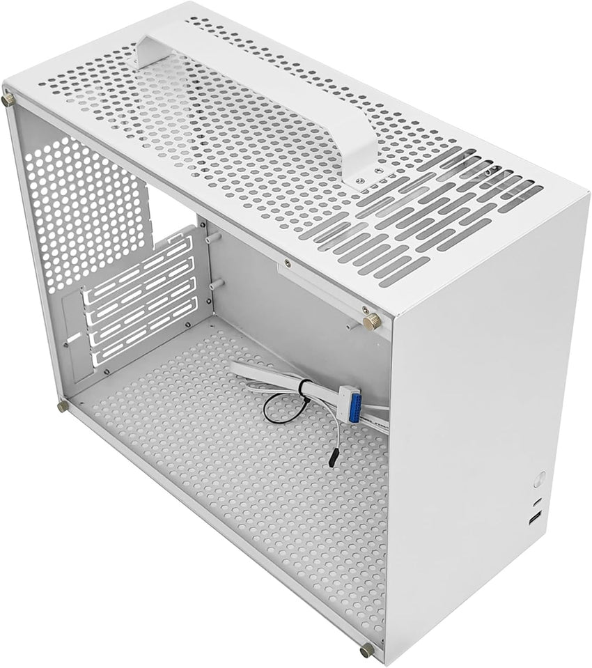 ALAMENGDA V500 Mini Portable M-ATX/ITX Computer Case, Mini-Tower CASE, Full Side Acrylic Transparent DIY Desktop Case with Handle, Support 320MM GPU Size (White-2.0)