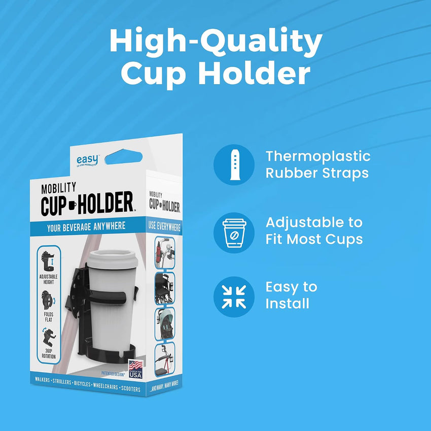 Mobility Cup Holder Portable Drink Holder for Wheelchair & Walker - Universal