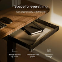 Desktronic Under Desk Drawer â Hidden Under-Desk Storage Organizer, Easy Install, Large Capacity Metal Sliding Drawer for Home Office, Standing Desk & Workstation (Black)