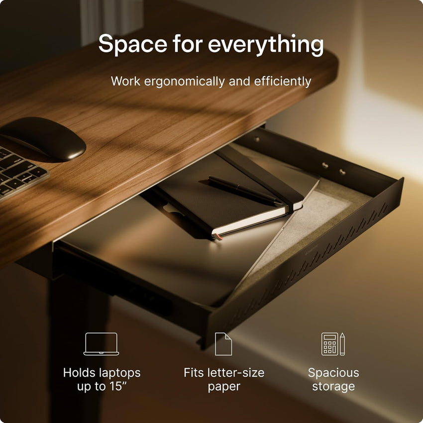Desktronic Under Desk Drawer â Hidden Under-Desk Storage Organizer, Easy Install, Large Capacity Metal Sliding Drawer for Home Office, Standing Desk & Workstation (Black)