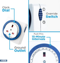 24-Hour Segment Timer Switch Square Mechanical â White
