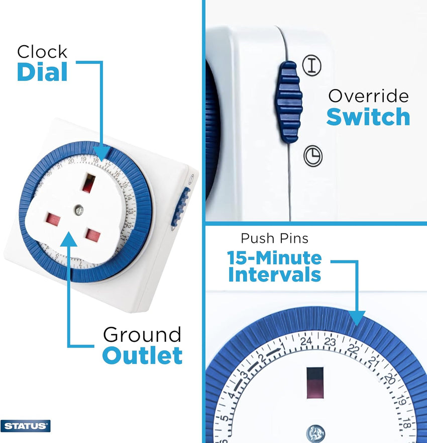 24-Hour Segment Timer Switch Square Mechanical â White