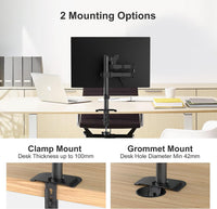 Single Monitor Arm Desk Mount, Max Load 10kg, Single Monitor Mount for 13-32 inch LCD LED Screens, Adjustable Single Desk Mount with Tilt Swivel Rotation, 2 Mouting Options, Vesa 75x75/100x100mm White