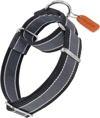 Martingale Dog Collar 4cm 1600D Anti-Escape No-Pull Heavy Duty - Grey-Blue & Black L
