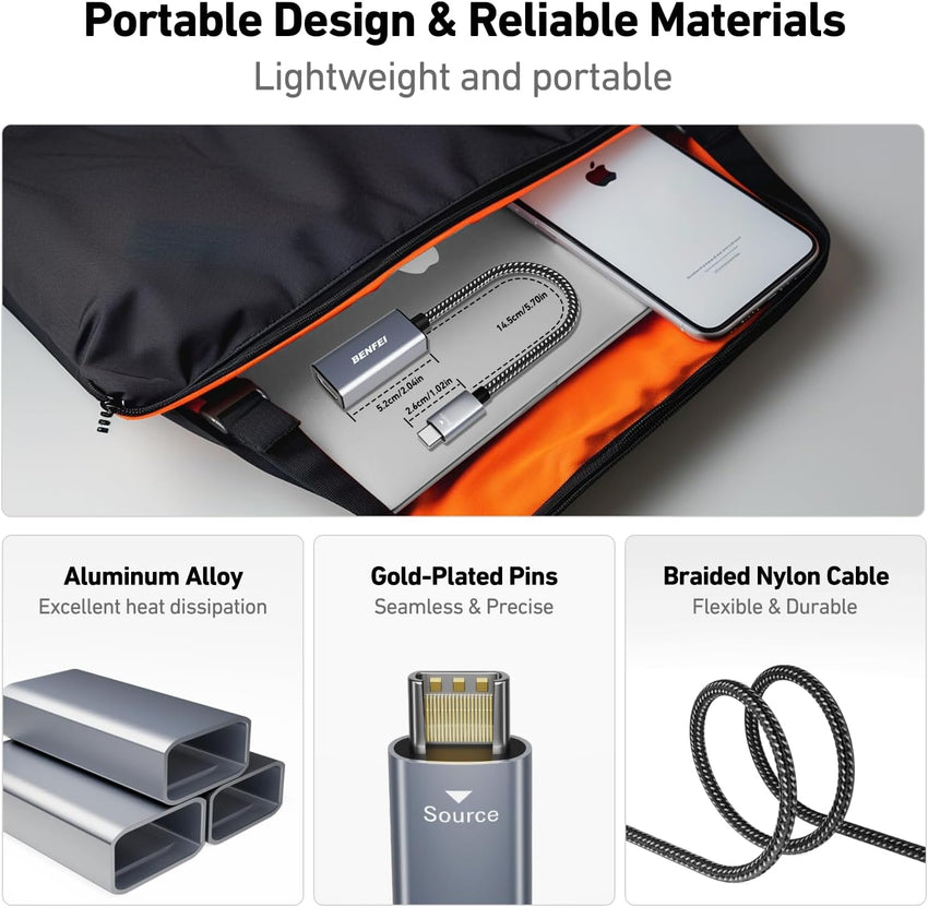 USB C to HDMI Adapter, BENFEI USB Type-C to HDMI Adapter [Thunderbolt 3/4 Compatible] with iPhone 15 series, MacBook Pro/Air 2023, iPad Pro, iMac, S23, XPS 17, Surface Book 3 and More