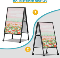 A-Board Pavement Sign Frame 3 Pack Double-Sided Foldable with Wheels Slide-In â A1