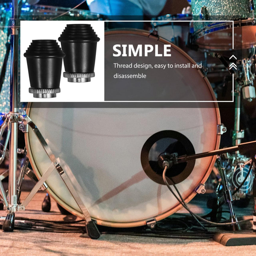 Veemoon 2pcs Bass Drum Spur Feet, Threaded Rubber Feet Non-Slip Leg Cover Percussion Accessories Durable Foot Pads for Bass and Tom Drum Leg Protection Enhance Stability and Performance