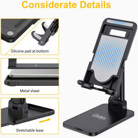 Gritin Tablet Stand, Adjustable Tablet Holder - Foldable Desktop Tablet/Phone Stand Holder Super Stable Compatible with New iPad 12.9, 11, 10.9, 10.2 Air mini 2 3 4 5 6 and All 4-12.9" Tablets