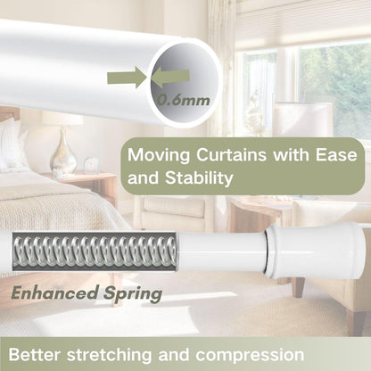 1PC Extendable Curtain Tension Pole No Drill Telescopic Shower Curtain Pole Adjustable Shower Curtain Rail for Eyelet Curtains, Bathroom, Bedroom (170-260CM/67-103Inc, White)