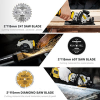 Enventor Mini Circular Saw, 705W 3500RPM Pure Copper Motor Compact Electric Circular Saw with Laser Guide, 6 Blades(115mm), Max Cutting Depth 42.8mm(90ÃÂ°), 28mm(45ÃÂ°) for Wood, Soft Metal, Tile, Plastic