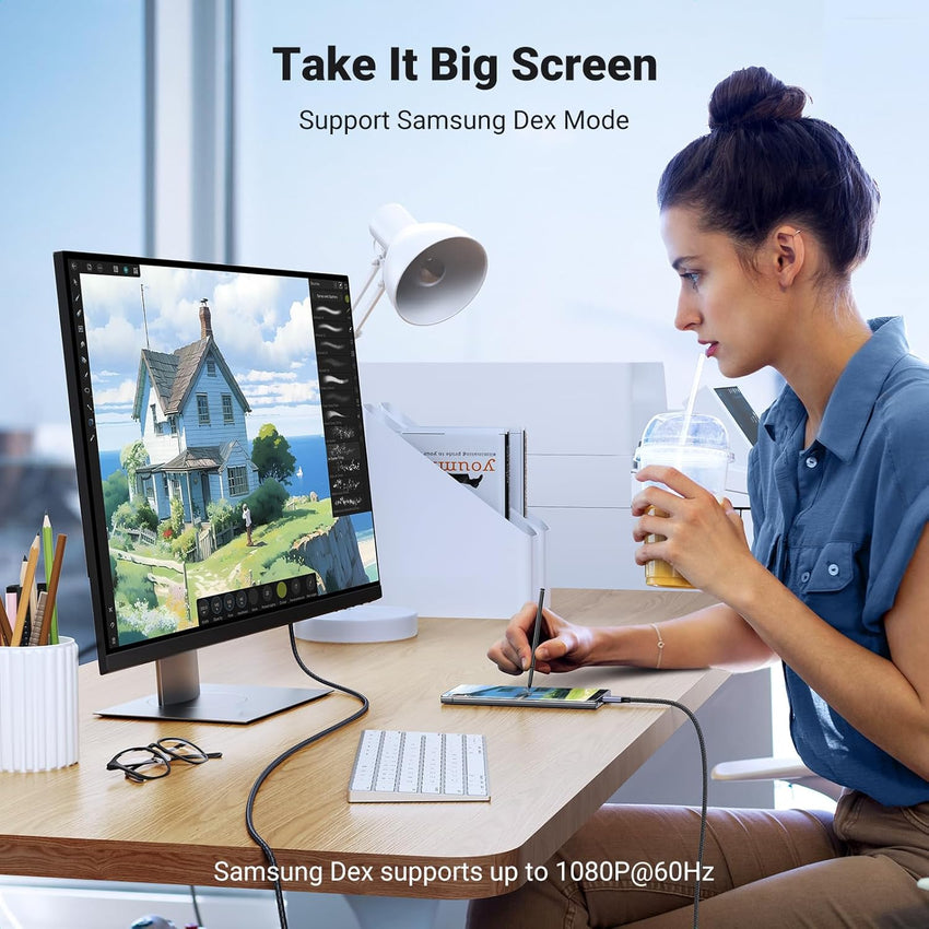 UGREEN USB C to HDMI 2.1 Cable 8K@60Hz 4K@240/144/120Hz Type C Thunderbolt 5/4/3 HDMI HDR Lead Compatible with MacBook iMac Mac Mini iPad Pro iPhone 17 16 Galaxy Tab 10 S25 Surface XPS Pixel 10(2M)