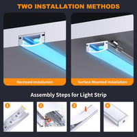 LED Aluminum Channel U Shape, 20 Pack LED Strip Diffuser 3.3ft/1Meter LED Profile with Milky White Cover, End Cap and Mounting Clip Aluminum Extrusion 90 Degrees Connectors for LED Strip Lights