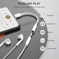 2 Pack Headphone Jack Adapter for iPhoneã Apple MFi Certified ãLightning Converter to 3.5mm Earphone Dongle Aux Audio Cable - Compatible with iPhone 14,13,12,11 Pro Max,XS Max,8, 7 Plusï¼Whiteï¼
