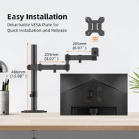 Single Monitor Arm Desk Mount, Max Load 10kg, Single Monitor Mount for 13-32 inch LCD LED Screens, Adjustable Single Desk Mount with Tilt Swivel Rotation, 2 Mouting Options, Vesa 75x75/100x100mm White