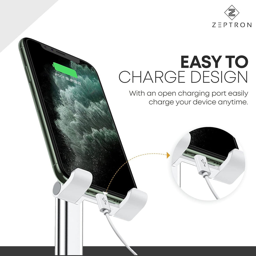 ZEPTRON Mobile Stand Holder - Portable & Adjustable Desk Cell Phone Stand for iPhone 15 14 Pro Max Plus, 13 12 Pro Max Mini, 11 Pro, Xs, XR, X, 8, 6s, SE, Samsung S23, 4"-8" Mobile Phones
