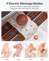 RENPHO Motorized Rollers Foot Spa Massager, Foot Bath with Fast Heating, Automatic Massage, Powerful Bubble Jets, Pedicure for Tired Feet, Adjustable Timer and Temperature,Brown