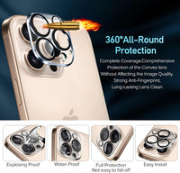 ivoler 4-Pack Camera Lens Protector for iPhone 14 Pro Max /15 Pro Max/ 16 Pro Max 6.9'',iPhone 15 Pro/14 Pro 6.1'' /16 Pro 6.3 ''Tempered Glass Camera lens Screen Protector Camera Cover Case Friendly