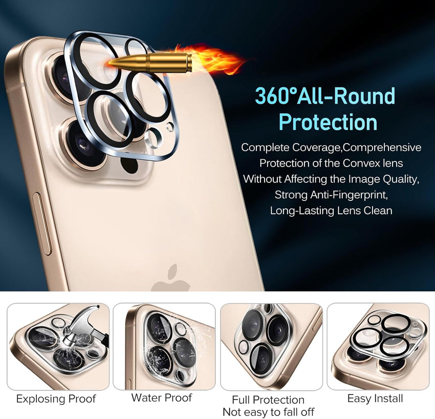 ivoler 4-Pack Camera Lens Protector for iPhone 14 Pro Max /15 Pro Max/ 16 Pro Max 6.9'',iPhone 15 Pro/14 Pro 6.1'' /16 Pro 6.3 ''Tempered Glass Camera lens Screen Protector Camera Cover Case Friendly