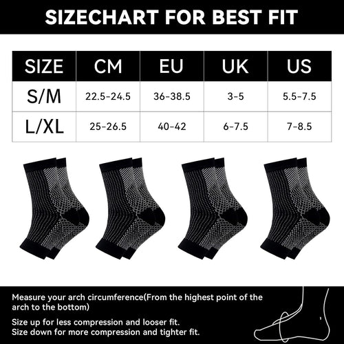 Plantar Fasciitis Compression Socks 4 Pairs Ankle Support for Neuropathy & Arthritis Ã¢ÂÂ Black L/XL
