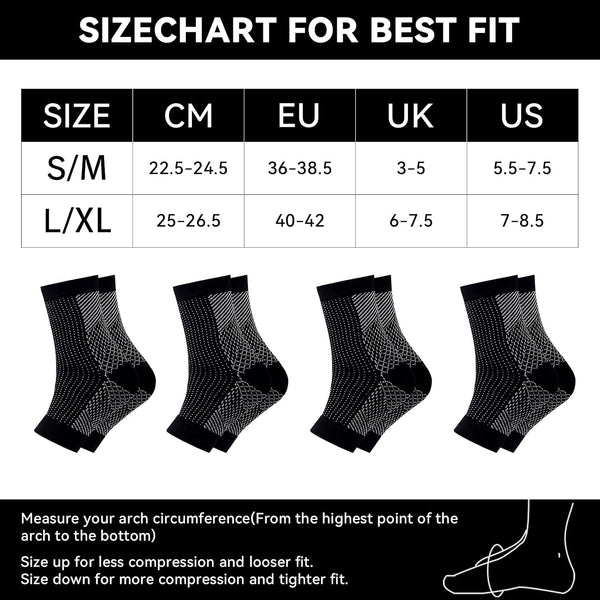 Plantar Fasciitis Compression Socks 4 Pairs Ankle Support for Neuropathy & Arthritis Ã¢ÂÂ Black L/XL