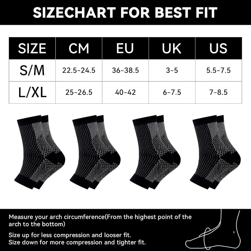 Plantar Fasciitis Compression Socks 4 Pairs Ankle Support for Neuropathy & Arthritis Ã¢ÂÂ Black L/XL