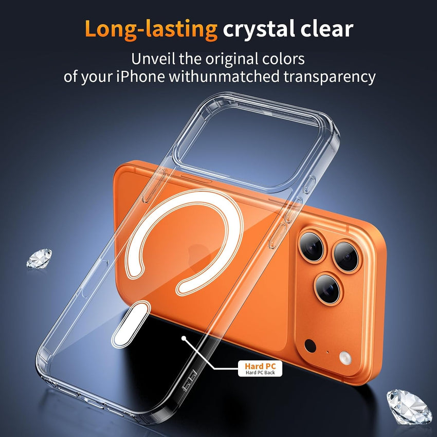YNMEacc 5 in 1 Magnetic for iPhone 17 Pro Max Case with 2X Screen Protector + 2 Lens Covers, [Compatible with MagSafe] Slim Soft TPU Silicone Shockproof Anti-Scratch Phone Cover - Clear