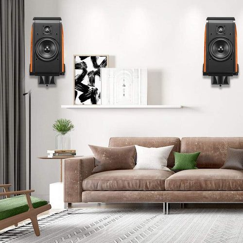 suptek Dual Side Clamping Bookshelf Speaker Wall Mounting Bracket Adjustable for Large Surrounding Sound Speakers, Hold up to 30kgs Each Black SPM201XL (2 Packs)