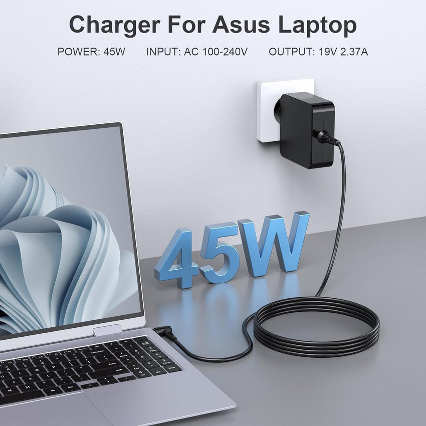 Laptop Charger for Asus, 45W ASUS Vivobook Charger Compatible with VivoBook S/Flip/Go/13/14/15/17, Laptop Charger Replacement for ASUS VivoBook, ZenBook, Chromebook, EeeBook, ImagineBook