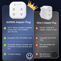 AUNNO Double Shaver Plug Adaptor UK, 2500W 2 Way Plug Adapter for Bathroom Electric Razor and Electric Toothbrush etc, 2 Pin to 3 Pin Plug Adapter with 10A Fuse