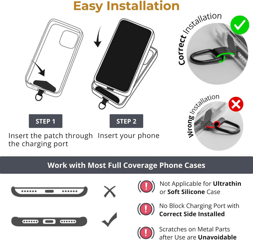 Phone Wrist Strap Lanyard Anti-Theft Glow in the Dark â Black-White