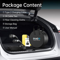QIAO)) Type 2 EV Charging Cable, 7.4kW 10M 32A Single Phase, Electric Vehicle Type 2 to Type 2 IEC 62196 EV Charger Cable, EVs/Plug-in Hybrid Fast Car Charging Cable with Carry Bag