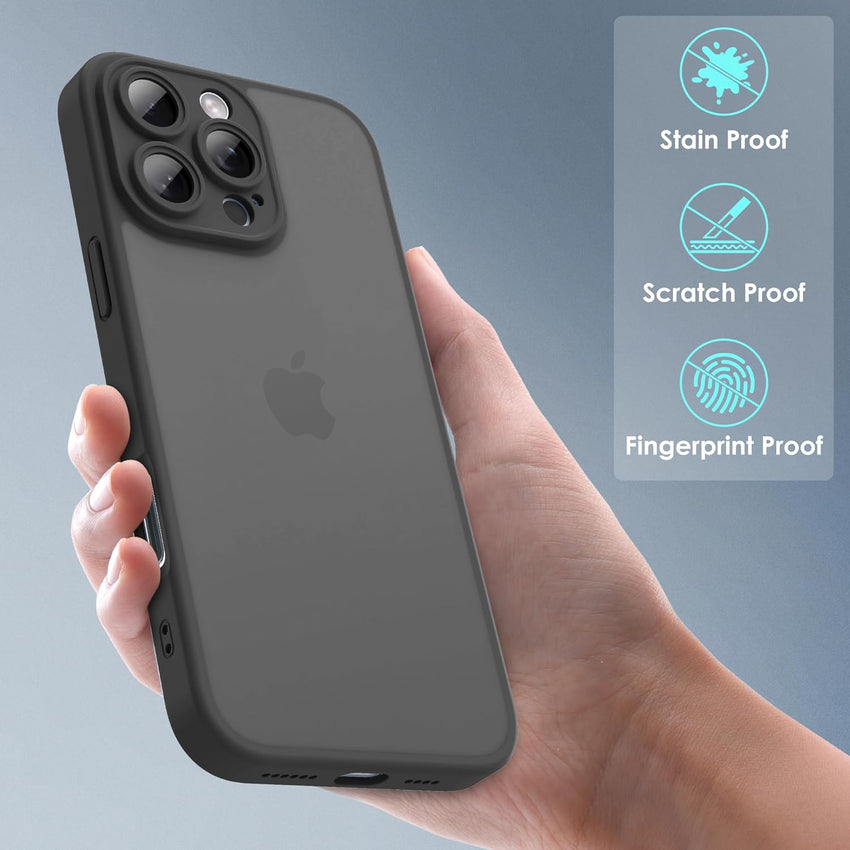 Mootobo for iPhone 16 Pro Max Case with Camera Lens Full Cover Protection, Military-Grade Drop Protection Phone Case, Anti-Fingerprint Slim Shockproof Matte Back 6.9 inch- Black