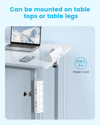 Desk Clamp Power Socket 45W USB-C Extension Lead White