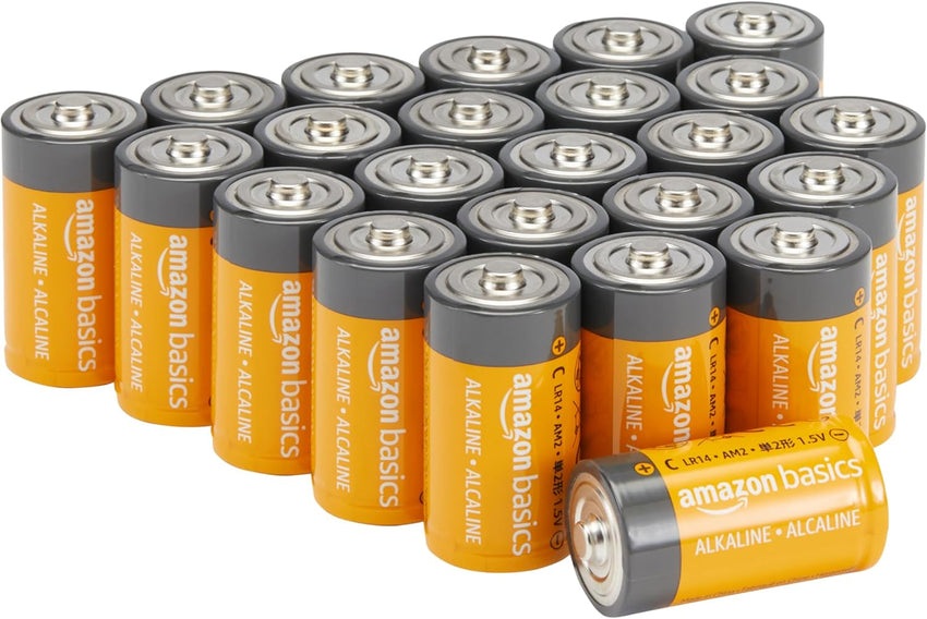 Amazon Basics 24-Pack C Cell All-Purpose Alkaline Batteries, 1.5 Volt, 5-Year Shelf Life