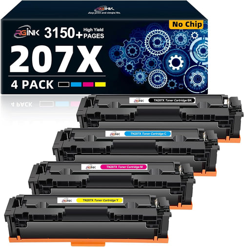 207X 207A Toner Cartridges No Chip Multipack-3150 Pages Replacement for HP 207A 207X Color Laserjet Pro MFP M283fdw M255dw M282nw M283fdn M255nw W2210A W2211A W2212A W2213A--Black Cyan Yellow Magenta