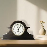 Vintage Farmhouse Mantel Clock Quartz Battery Operated â Walnut Brown 13x7 Inch