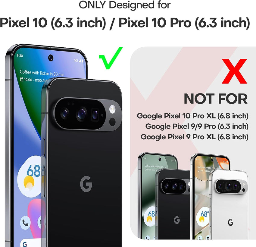 TAURI Magnetic for Google Pixel 10 & Pixel 10 Pro Case, Fit for Magsafe [Shockproof Military Grade Protection] Slim Phone Cover, Translucent Matte Black