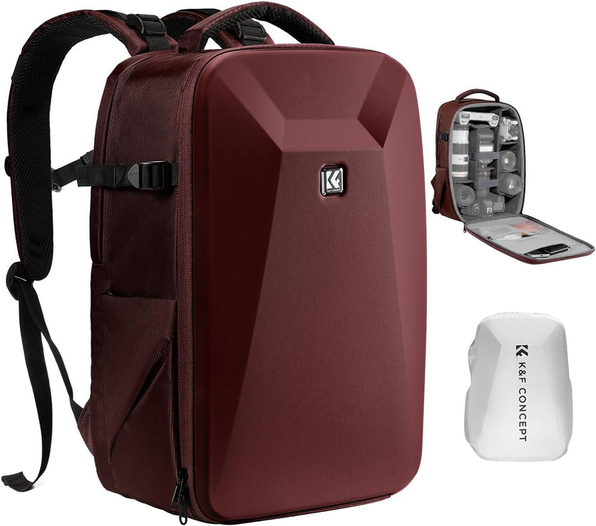K&F CONCEPT Hardshell Camera Backpack DSLR Waterproof with 15.6in Laptop Compartment Red