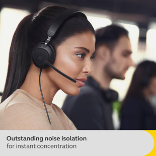 Jabra Evolve2 40 SE Wired Noise-Cancelling Stereo Headset With 3-Microphone Call Technology and USB-A Cable - MS Teams Certified, Works with All Other Platforms - Black