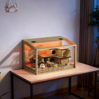 Wooden Hamster Cage Large Chewproof Openable Top Acrylic Panels Solid Build â 60 x 40 x 40 cm