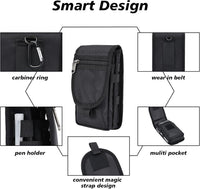 Tool Belt Pouch with Carabiner, Multipurpose Phone Case - Tactical Waist Bag with Phone Holster for Iphone 13 Pro Max, EDC Pouch for Traveling, Camping