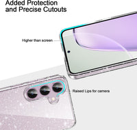 AROYI 3 in 1 Clear Glitter Case for Samsung Galaxy S24 S25 5G Case with 2 Tempered Glass Screen Protector, Soft Bumper Anti-Scratch Sparkle Bling Women Girls Samsung Galaxy S24 S25 Phone Case Cover