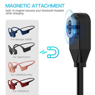 AWINNER 2 Pack Compatible for Shokz Charging Cable,Magnetic USB Charger Cord Compatible for Aftershokz Aeropex AS800,Shokz OpenRun Pro,OpenRun,OpenRun Mini,OpenComm Bone Conduction Headphones