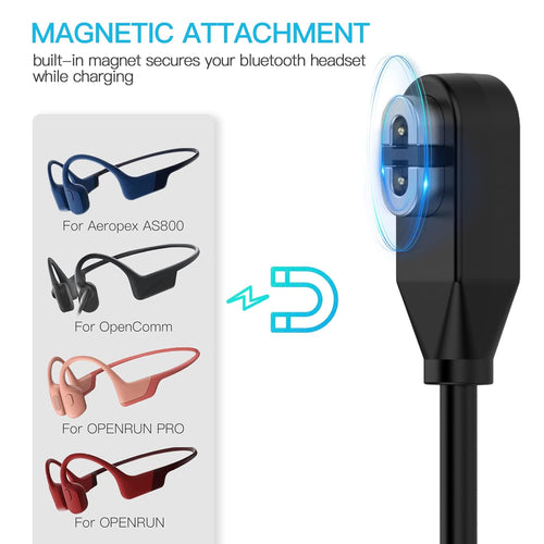AWINNER 2 Pack Compatible for Shokz Charging Cable,Magnetic USB Charger Cord Compatible for Aftershokz Aeropex AS800,Shokz OpenRun Pro,OpenRun,OpenRun Mini,OpenComm Bone Conduction Headphones