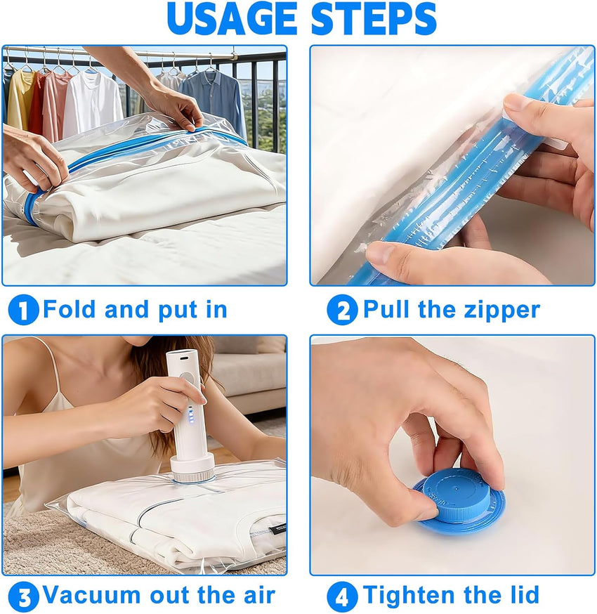 Vacuum Storage Bags 20 Pack with Electric Pump for Clothes & Travel â Clear