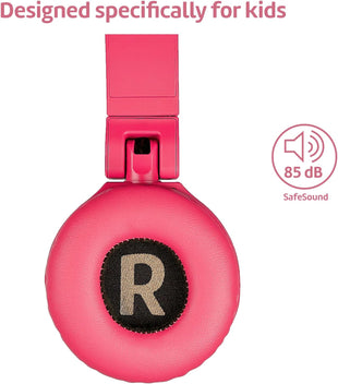 POGS kids headphones | The Elephant | Foldable and robust headphones for kids from 3 years with volume control, microphone, volume limiter 85 dB | Music-sharing function | 1m 3,5mm (pink wired)