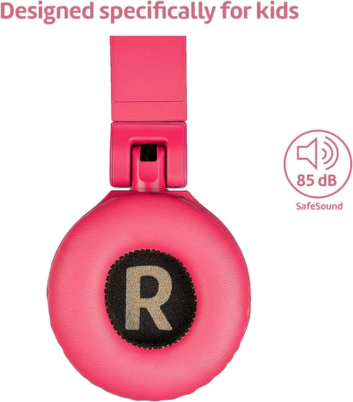 POGS kids headphones | The Elephant | Foldable and robust headphones for kids from 3 years with volume control, microphone, volume limiter 85 dB | Music-sharing function | 1m 3,5mm (pink wired)