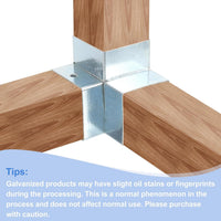 sourcing map 3-Way Gazebo Brackets Kit, Right Angle Corner Bracket Woodworking DIY Post Base Kit for 2" x 2" Lumber for Outdoor Patio Gazebo Log Cabins (4 Pack)