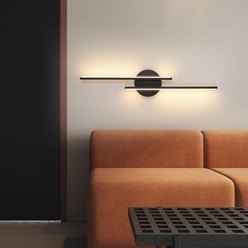 Riserva Indoor MAINS WIRED Wall Lamp LED, 24W Modern Black, 3000K Warm Light, Long Wall Sconce Acrylic for Bedroom, Hallway, Living Room, Dining Room, Staircase