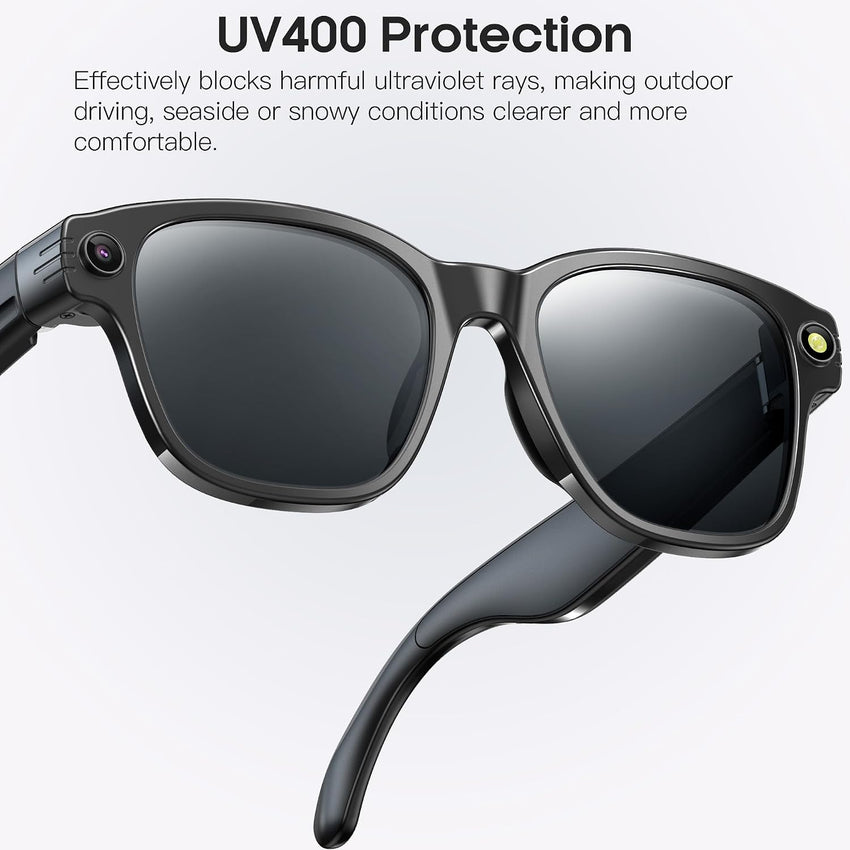 AI Camera Smart Glasses 8MP 4K Photo 1200p Video GPT Voice Assistant AI Recognition Sunglasses